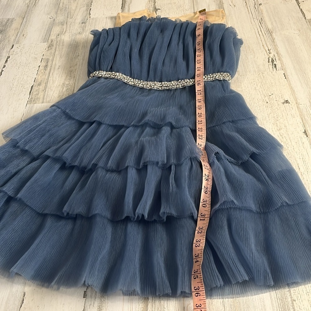 Endless Rose Blue Tulle Tiered Mini Dress With Jeweled Belt Size Small NWT - Picture 13 of 13